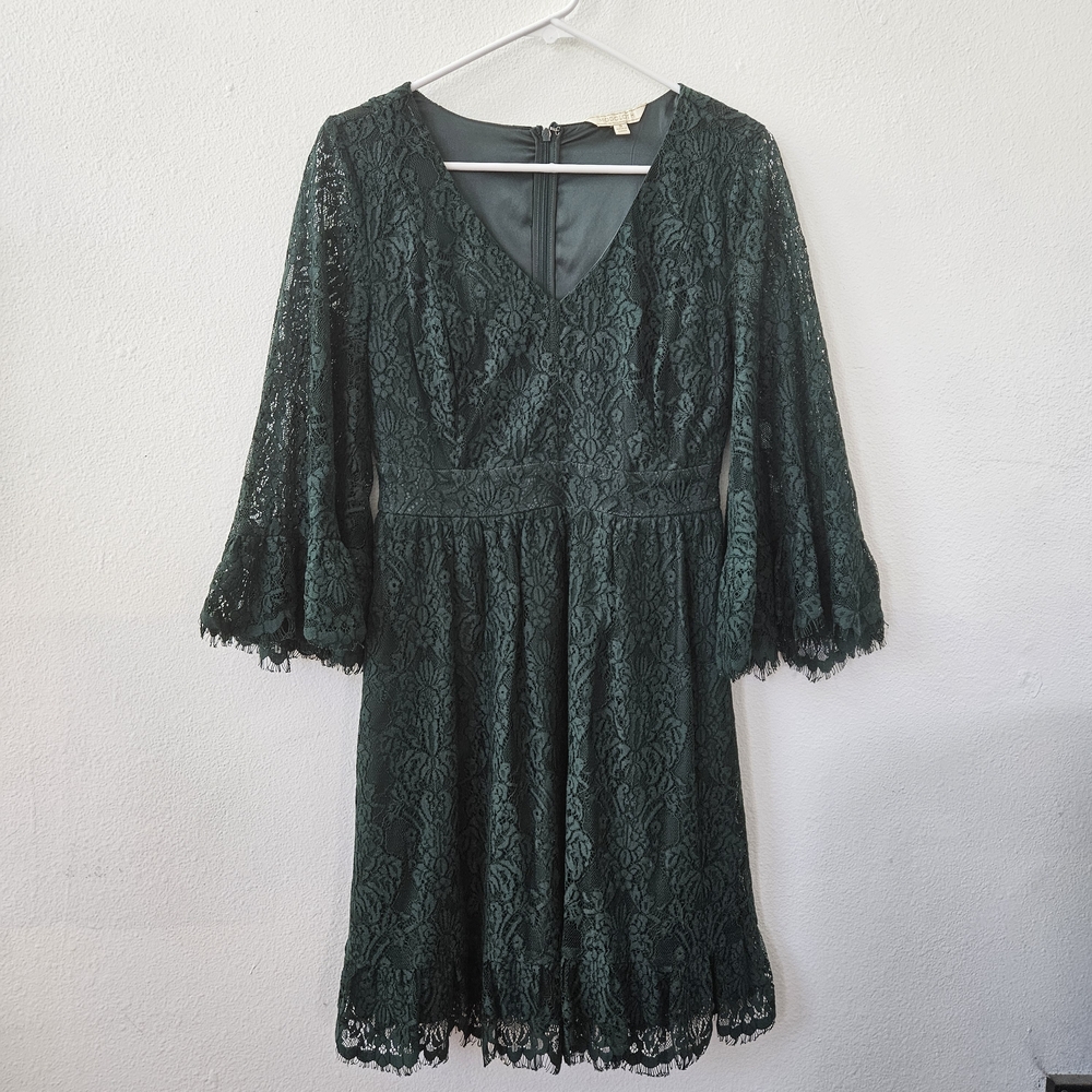 Modcloth Through The Bluebells Green Lace Dress Size Small
